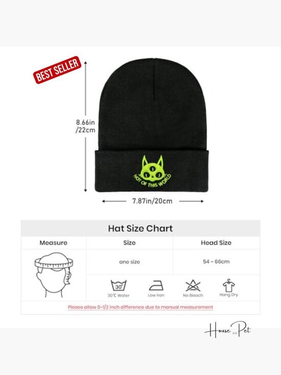 Knit Beanie Hat with Duck Embroidery, Stretchy Acrylic Skull Cap main image 6